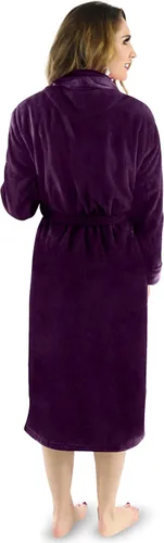 Miniatura 2 de NY Threads - Bata de baño de vellón para mujer con cuello tipo chal, bata larga y suave
