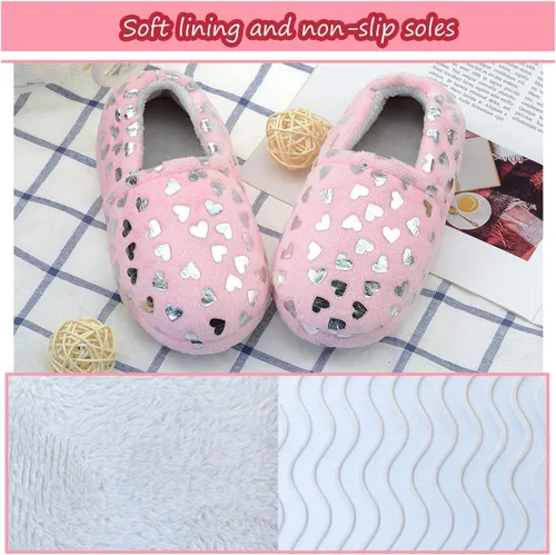 Miniatura 3 de Lulex Pantuflas de forro polar con diseño de corazón para niñas