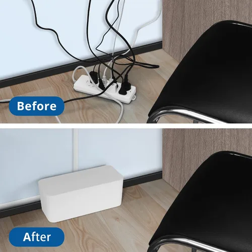 Miniatura 8 de ZhiYo Caja organizadora de cables blanca, paquete de 2 cajas organizadoras de cables, tamaño extra grande y mediano, caja oculta para ocultar