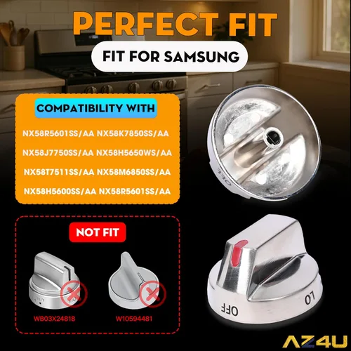 Miniatura 3 de AZ4U 5 piezas DG64-00473A - Perilla para horno, compatible con Samsung Gas Range NX58F5700WS NX58K7850SS NX58H5600SS NX58J7750SS NX58M6850SS