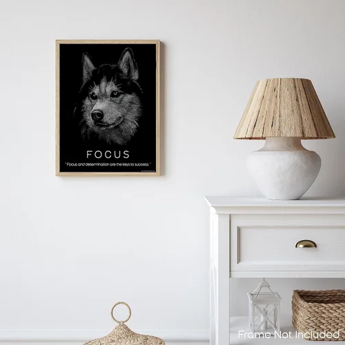 Miniatura 7 de Inspirational Wall Art Co. - Enfoque - Pósteres de citas motivacionales de éxito de Wolf Hustle Focus - Impresión para el hogar, oficina, negocios