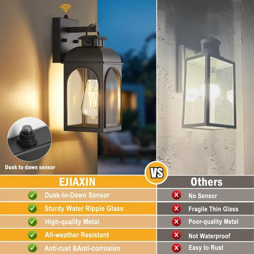 Miniatura 6 de EJIAXIN Iluminación al aire libre del anochecer al amanecer, luces negras para porche, luz al aire libre, lámpara de montaje en pared, lámpara