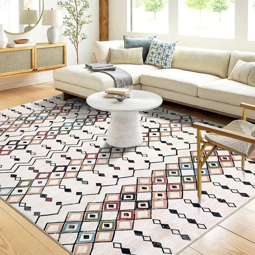 Miniatura 15 de FairOnly Alfombra bohemia abstracta de 2 x 3, para interiores y exteriores, antideslizante, lavable, alfombra pequeña para cocina, dormitorio, baño