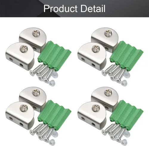Miniatura 4 de MroMax 12PCS 1.1" x 0.87" x 0.47" (LxWxH) Soporte de estante de vidrio semicírculo ajustable acero inoxidable puerta gabinete clip plateado