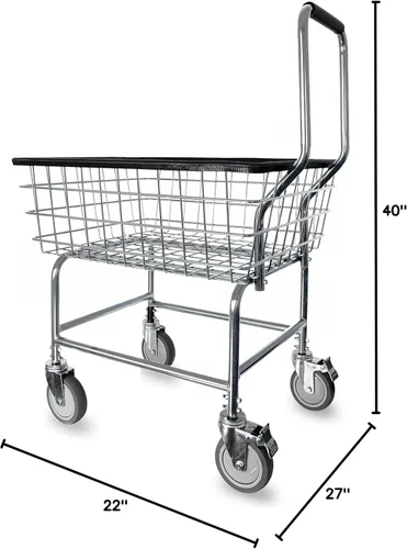 Miniatura 9 de Carrito de lavandería comercial LVP Work Horse con asa extraíble (cromado, extra grande)