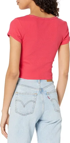Miniatura 2 de GUESS Top acanalado de manga corta con diamantes de imitación para mujer