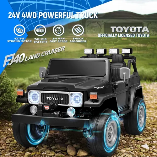 Miniatura 2 de Joywhale - camión de juguete para niños de 24V, de 2 plazas, con licencia Toyota Land Cruiser FJ40, 4WD, auto eléctrico alimentado con batería