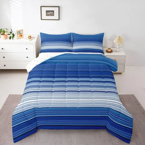 Miniatura 33 de jejeloiu Juego de edredón geométrico para niños, tamaño individual, diseño de rayas de color negro, blanco y gris, juego de ropa de cama decorativo