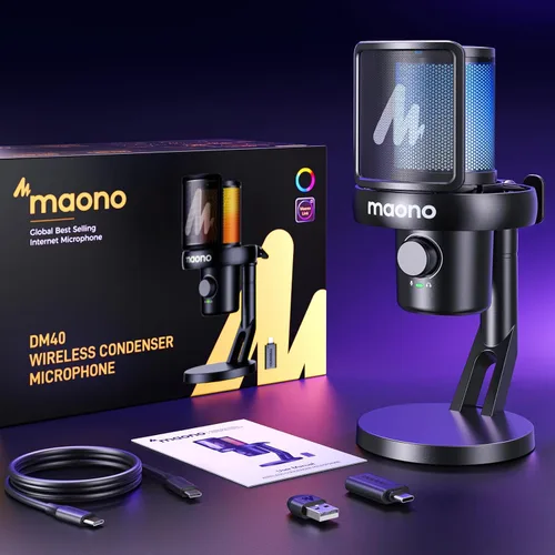 Miniatura 9 de MAONO Micrófono inalámbrico para PC, micrófono condensador de transmisión de juegos con cambio de voz AI de software, cancelación de ruido de 3