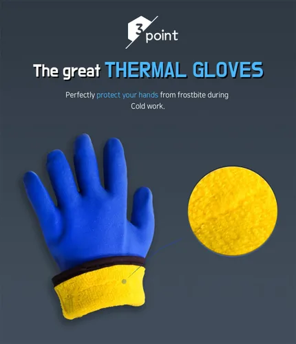 Miniatura 4 de HANWOO Resistente al agua, químico y al aceite, guantes de PVC para el invierno, guantes cálidos, forro polar, trabajo congelador, antideslizante, XL