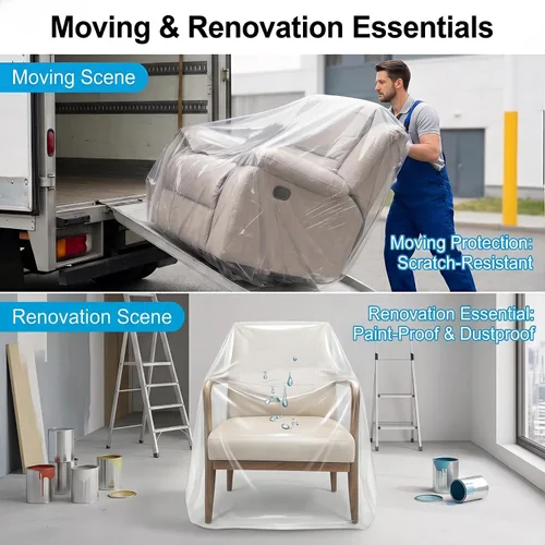 Miniatura 6 de Paquete de 2 fundas transparentes para sillón reclinable, protectores de fundas de plástico impermeables para sillas, funda