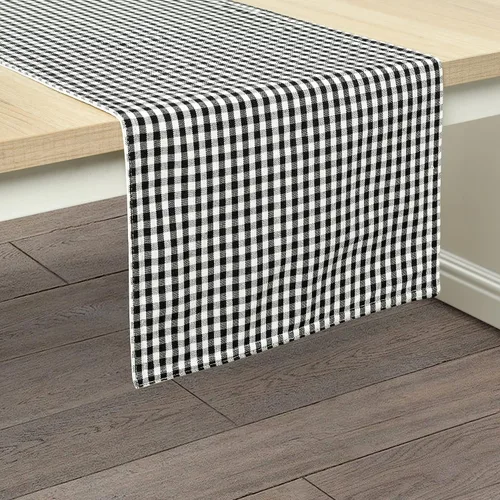 Miniatura 2 de Lush Decor Gingham Check - Servilleta teñida de hilo a cuadros, 18.0 x 18.0 in, color blanco roto y negro