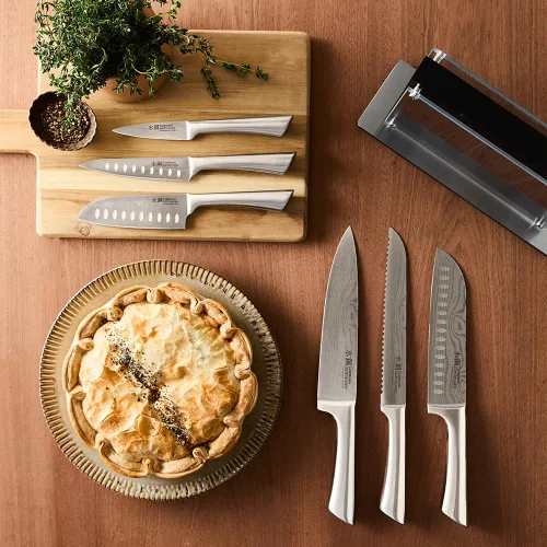 Miniatura 6 de Cuisine: pro Damashiro - Bloque de cuchillos (Kumi, juego de 7 cuchillos de chef) – Cuchillo de acero japonés – Bloque magnético para cuchillos