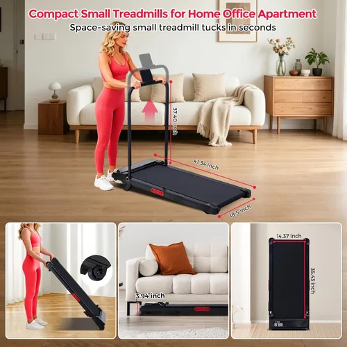 Miniatura 6 de Walking Pad with Incline and Handle Bar, 3.0HP Electric Protable Mini Walking Pad Treadmills for Home Small Space, Small Treadmill for Exercising