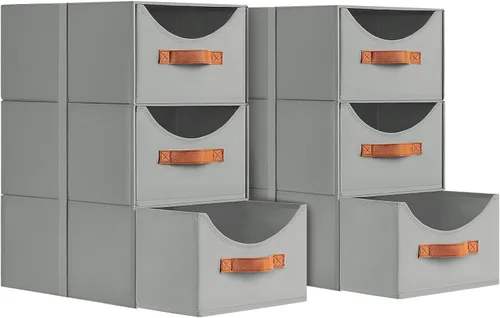 Miniatura 16 de Homsorout Cajones de almacenamiento apilables, contenedores de almacenamiento plegables con cajones, paquete de 8 cestas organizadoras de estantes