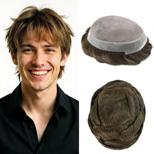 Miniatura 61 de Tupé para hombres, piezas de cabello humano real, sistema de unidades de cabello natural, línea capilar natural, pieza de repuesto para hombres
