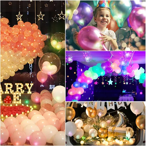 Miniatura 5 de ZGWJ 50 piezas de luces de globo mini, funciona con pilas, luz redonda impermeable LED de tiempo de espera prolongado para globo de cumpleaños
