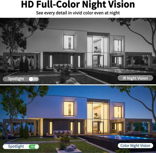 Miniatura 5 de Cámara de seguridad inalámbrica para exteriores de triple lente, cámara de seguridad para exteriores, visión nocturna a color, cámara al aire libre