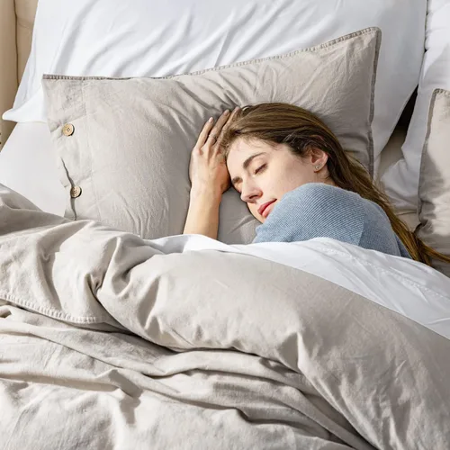 Miniatura 5 de Bedsure Juego de sábanas refrescantes para cama de tamaño King, juego de sábanas de lino y algodón, funda de edredón King