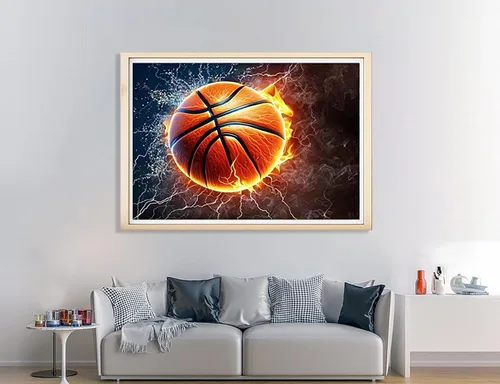 Miniatura 3 de Diymood DIY Kits de pintura de diamantes 5D para adultos Baloncesto - Kits de arte de diamantes para adultos Llama Taladro completo redondo
