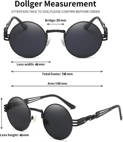 Miniatura 34 de Dollger Gafas de sol redondas Steampunk con marco de metal