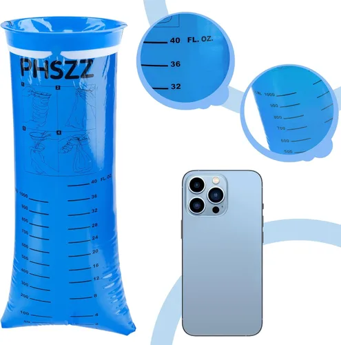 Miniatura 3 de Paquete de 40 bolsas de vómito desechables, resistentes a fugas, bolsa portátil azul para vómitos, 33.8 fl oz Emesis Vomit, vómito para vómito