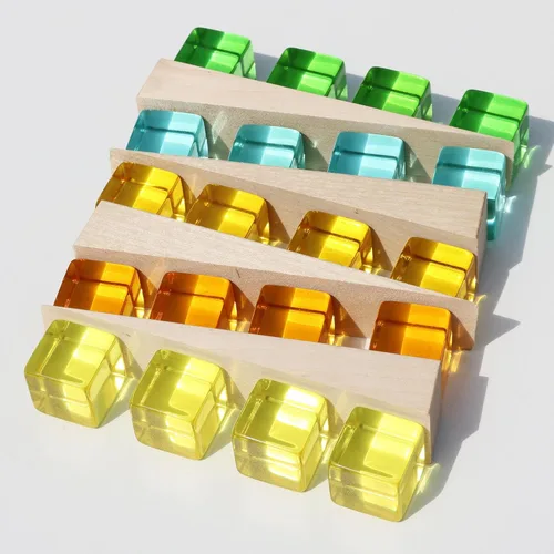Miniatura 5 de Candywood Bloques de cubos de gemas de acrílico arcoíris para niños, educativos, juguetes de cristal para aprendizaje de bebé, juguetes apilables