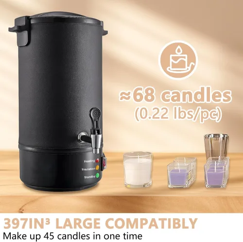Miniatura 2 de Derretidor de cera para hacer velas, olla de fusión eléctrica grande de cera de 6.5 litros, boquilla fácil de verter, control de temperatura de 9