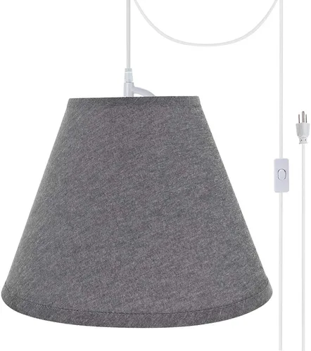Miniatura 15 de Aspen Creative, 72306-11 - Kit de conversión de luz colgante de techo con pantalla de tela imperio de tapa dura, 14 pulgadas de ancho