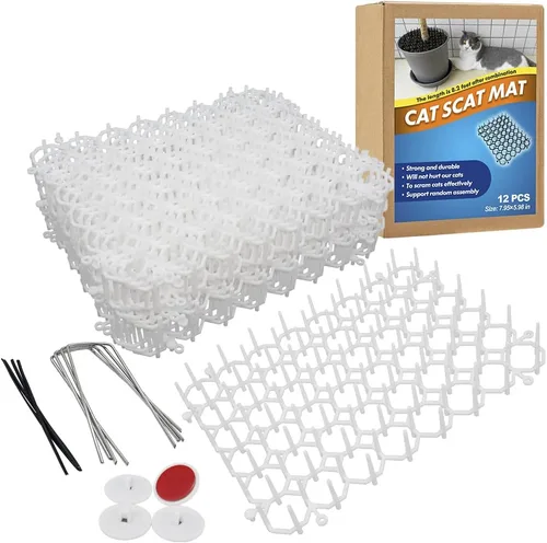 Miniatura 10 de Ley's Paquete de 12 alfombrillas disuasorias para gatos, 6 x 8 pulgadas, con púas, mantiene a los gatos alejados de las plantas, muebles