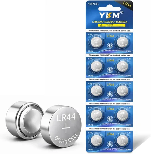 YKM Paquete de 10 Baterías LR44 AG13 L1154f A76 357/303 L1154 L1154c LR44h 1.5V Baterías Alcalinas para Calibrador Digital Batería de Reloj