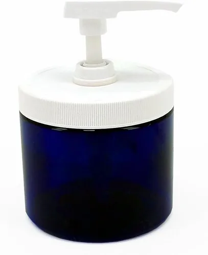 Miniatura 2 de Royal Massage Tarro de bomba de aceite de masaje/loción/crema vacío transparente de 16 oz con tapa de giro de bloqueo - azul