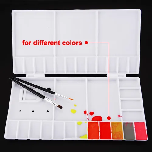 Miniatura 5 de Shappy Paleta de acuarela de 33 compartimentos, bandeja de pintura plegable con 28 pozos y 5 áreas de mezcla, paleta de pintura de plástico