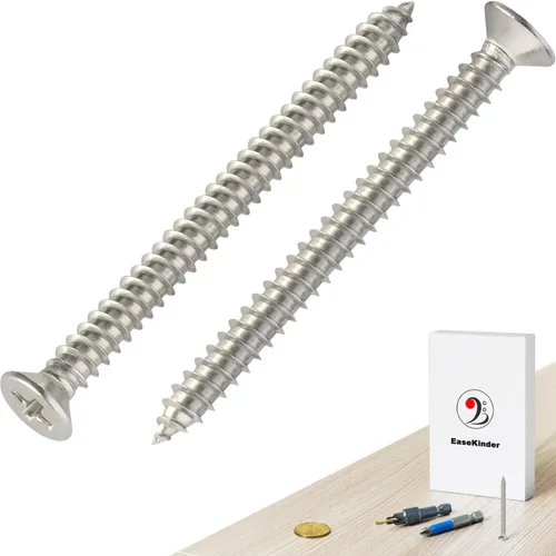 Miniatura 4 de Tornillos para madera, 60 tornillos Phillips de cabeza plana, tornillos de acero inoxidable 304 con kit de avellanado de madera ajustable