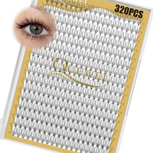 Miniatura 21 de QUEWEL 580 racimos de pestañas 30D+40D+50D+60D+80D+100D racimos de pestañas wispy de 10-18mm, pestañas individuales en racimo reutilizables