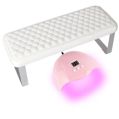 Miniatura 10 de Reposabrazos para tecnología de uñas, piel sintética, diseño de pez, para manicura y pedicura, color rosa
