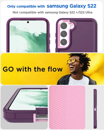 Miniatura 7 de AICase Funda para Samsung Galaxy S22, soporte magnético para automóvil, resistente de 2 capas, duradero, protección de grado militar, a prueba