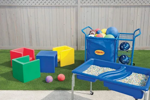 Miniatura 5 de Children's Factory Neptune - Mesa sensorial grande de 24 pulgadas, caja de arena con tapa, mesa de agua para niños, color azul