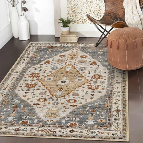 Miniatura 60 de Lahome Alfombra tribal bohemia de 2 x 3 pies, alfombra verde pequeña para entrada, suave, antideslizante, lavable, alfombra de baño bohemia de pelo