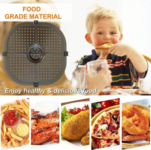 Miniatura 2 de Placa cuadrada para freidora de aire Gourmia 7QT GAF798, parrilla mejorada para freidora de aire mejorada, rejilla de rejilla con pestañas de goma