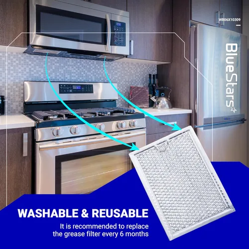 Miniatura 5 de BlueStars WB06X10309 WB06X10359 - Filtro de grasa para microondas de repuesto de 7.64 x 5.12 pulgadas, compatible con microondas G.E LG Kenmore