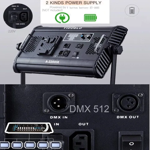 Miniatura 5 de 70W A-2200IX CRI 96+ LED Panel/Barndoor/LCD Display Video Iluminación (A-2200IX)