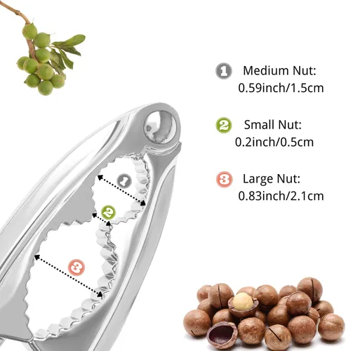 Miniatura 3 de Nut Crackers - Galletas de nuez de alta resistencia con 2 tenedores/púas de acero inoxidable para mariscos, cascanueces con mango antideslizante