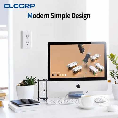Miniatura 7 de ELEGRP Toma de corriente decorativa de pared, resistente a manipulaciones, 15 amperios, enchufe eléctrico de pared estándar, grado residencial