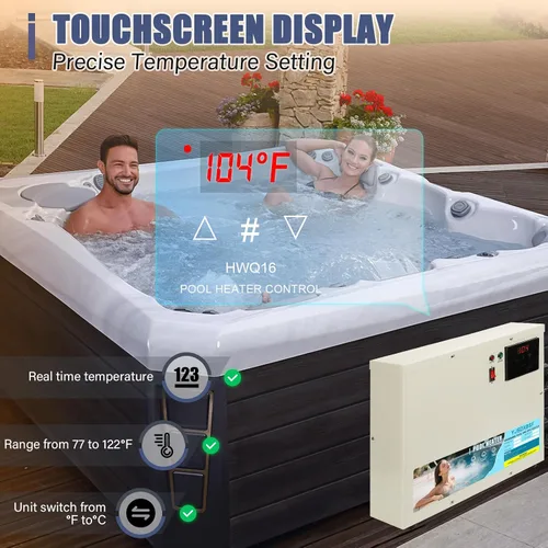 Miniatura 3 de Calentador de piscina de 11KW 220V-240V para piscinas sobre el suelo, bañeras de hidromasaje y calentador de spa