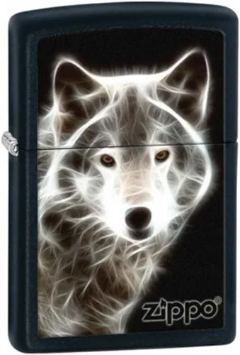 Miniatura 10 de Encendedores Zippo Lobo Emblema de lobo y cráneo cromado cepillado