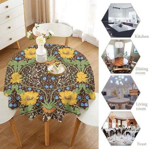 Miniatura 164 de Mantel Floral Retro de Pájaros, Diseño Original Bohemio William Morris Estampado Cubierta de Mesa para Hogar Picnic Fiesta Comedor Cocina William