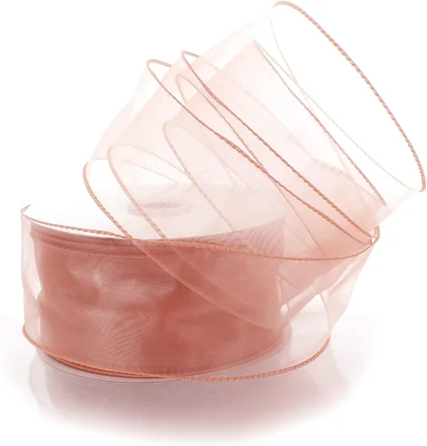 Miniatura 37 de Cinta de organza transparente con alambre de 2.5 pulgadas, color plateado de 10 yardas