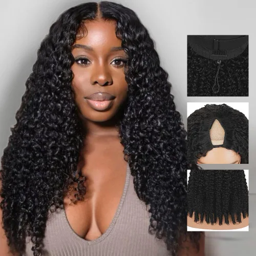 Miniatura 15 de CHEETAHBEAUTY Pelucas con camino en V de cabello humano de 10 pulgadas sin dejar salir el encaje frontal; mejora de las pelucas con camino en U