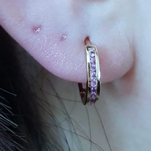 Miniatura 7 de Dazzlingrock Collection - Pendientes de aro pequeños de 14 quilates, oro rosa